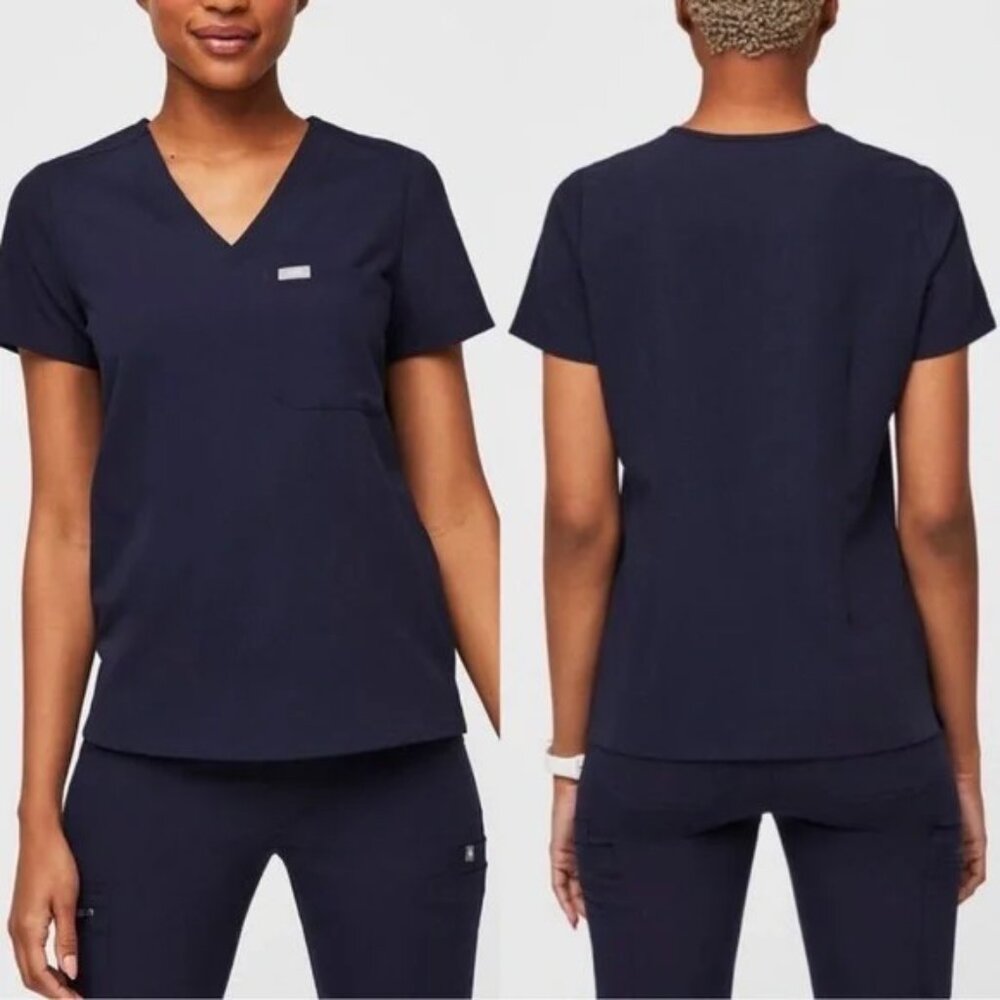 Figs Navy Catarina scrub top